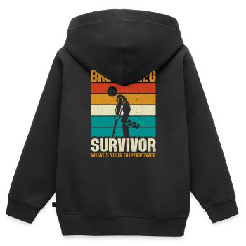 Gebrochenes Bein Knöchelchirurgie Genesung Gebrochenes Bein - Kinder Premium Organic Zip Hoodie - Schwarz - Hinten - AI Model Kid Male (0cm)
