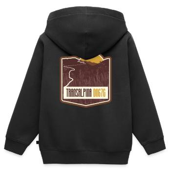 Transalpina - DN67C, Roumanie - Sweat Premium à capuche zippé enfant bio - noir - Dos - AI Model Kid Male (0cm)