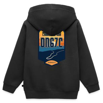Transalpina - DN67C, Roumanie - Sweat Premium à capuche zippé enfant bio - noir - Dos - AI Model Kid Male (0cm)