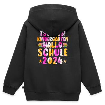Tschüss Kindergarten Hallo Schule Kita Abgänger - Kinder Premium Organic Zip Hoodie - Schwarz - Hinten - AI Model Kid Male (0cm)