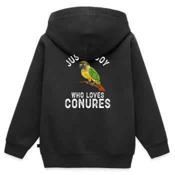 Molina Perruche Perroquet Perruche Oiseau Perruche - Sweat Premium à capuche zippé enfant bio - noir - Dos - AI Model Kid Male (0cm)