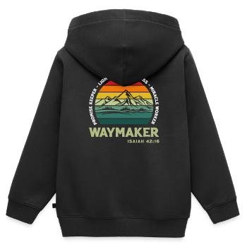 Vintage Waymaker Promise Keeper Miracle Worker - Kinder Premium Organic Zip Hoodie - Schwarz - Hinten - AI Model Kid Male (0cm)