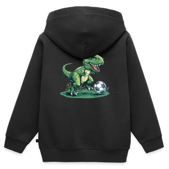 Soccer T Rex - Kids Premium Organic Zip-up Hoodie - black - Back - AI Model Kid Male (0cm)
