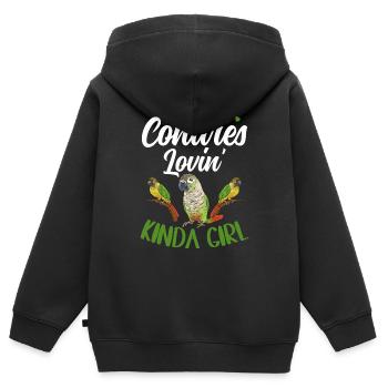 Molina Perruche Perroquet Perruche Oiseau Perruche - Sweat Premium à capuche zippé enfant bio - noir - Dos - AI Model Kid Male (0cm)