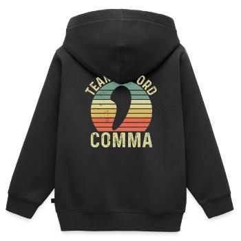 Équipe Oxford Virgule Grammaire Police Professeur d’Anglais - Sweat Premium à capuche zippé enfant bio - noir - Dos - AI Model Kid Male (0cm)