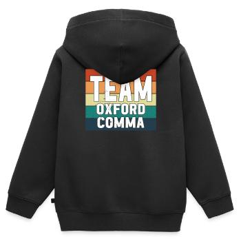 Équipe Oxford Virgule Grammaire Police Anglais Nerd - Sweat Premium à capuche zippé enfant bio - noir - Dos - AI Model Kid Male (0cm)