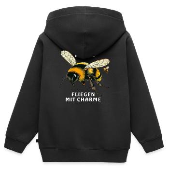LA PUISSANCE DES BOURDONS VOLE AVEC CHARME - Sweat Premium à capuche zippé enfant bio - noir - Dos - AI Model Kid Male (0cm)