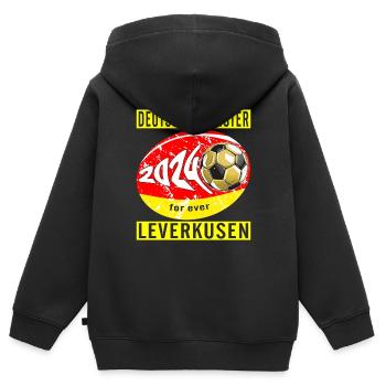 DEUTSCHER MEISTER LEVERKUSEN FOR EVER - Kinder Premium Organic Zip Hoodie - Schwarz - Hinten - AI Model Kid Male (0cm)