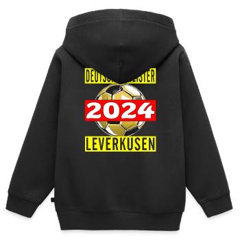 DEUTSCHER MEISTER 2024 LEVERKUSEN - Kinder Premium Organic Zip Hoodie - Schwarz - Hinten - AI Model Kid Male (0cm)