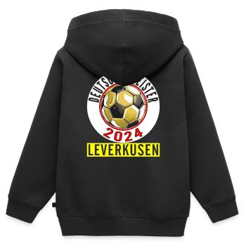 DEUTSCHER MEISTER 2024 LEVERKUSEN - Kinder Premium Organic Zip Hoodie - Schwarz - Hinten - AI Model Kid Male (0cm)