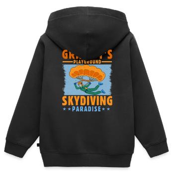 Fallschirmspringen Fallschirmspringen - Kinder Premium Organic Zip Hoodie - Schwarz - Hinten - AI Model Kid Male (0cm)