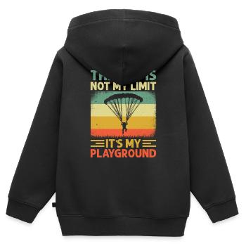 Fallschirmspringen Fallschirmspringen - Kinder Premium Organic Zip Hoodie - Schwarz - Hinten - AI Model Kid Male (0cm)