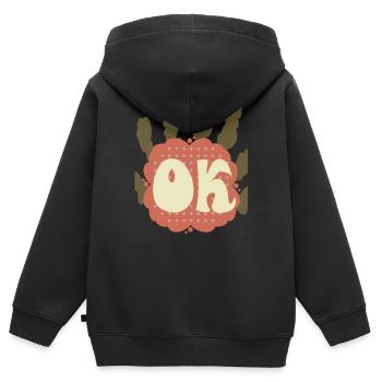 Ok - Kinder Premium Organic Zip Hoodie - Schwarz - Hinten - AI Model Kid Male (0cm)