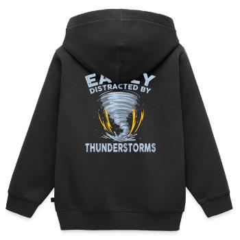 Facilement distrait par les orages - Sweat Premium à capuche zippé enfant bio - noir - Dos - AI Model Kid Male (0cm)