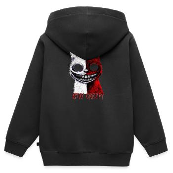 Restez effrayant Chat effrayant - Sweat Premium à capuche zippé enfant bio - noir - Dos - AI Model Kid Male (0cm)