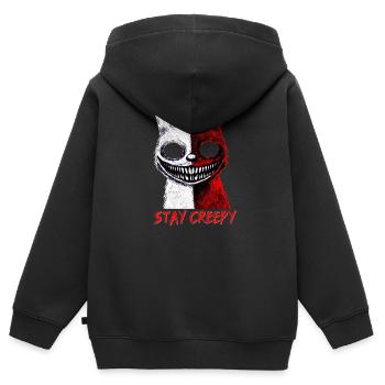 Stay Creepy gruselige Katze - Kinder Premium Organic Zip Hoodie - Schwarz - Hinten - AI Model Kid Male (0cm)