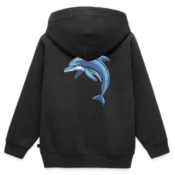 Delfin - Kinder Premium Organic Zip Hoodie - Schwarz - Hinten - AI Model Kid Male (0cm)