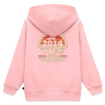 Vintage Cadeau Anniversaire Nées En Mai 2014 - Sweat Premium à capuche zippé enfant bio - rose - Dos - AI Model Kid Female (0cm)