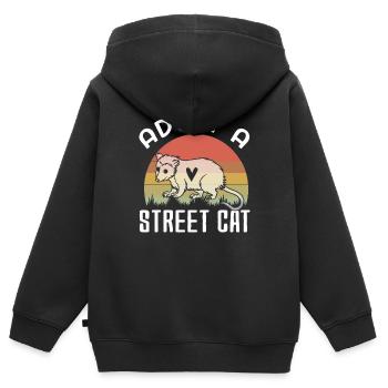 Adopt A Street Cat Funny Opossum Vintage - Kinder Premium Organic Zip Hoodie - Schwarz - Hinten - AI Model Kid Male (0cm)