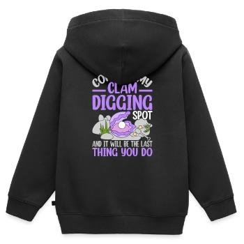 Muscheln Graben Mit Begeisterung Für Muscheln - Kinder Premium Organic Zip Hoodie - Schwarz - Hinten - AI Model Kid Male (0cm)