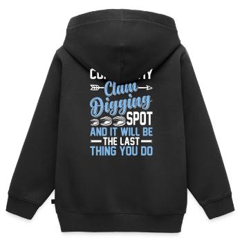 Muscheln Graben Mit Begeisterung Für Muscheln - Kinder Premium Organic Zip Hoodie - Schwarz - Hinten - AI Model Kid Male (0cm)