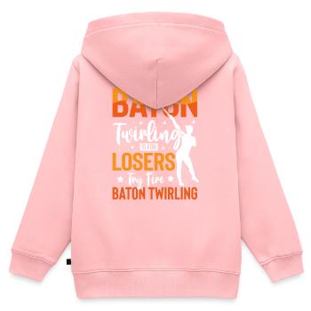Rouler des matraques, c’est pour les perdants. - Sweat Premium à capuche zippé enfant bio - rose - Dos - AI Model Kid Female (0cm)
