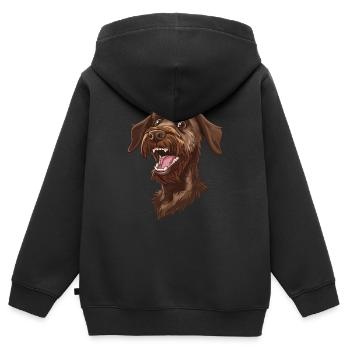 Stichelhaar allemand | Braque allemand à poil dur - Sweat Premium à capuche zippé enfant bio - noir - Dos - AI Model Kid Male (0cm)