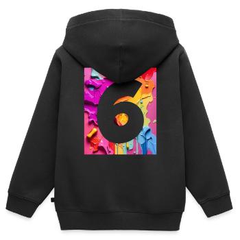 NR. 6 NUMMER 6 BUNT 6. GEBURTSTAG - Kinder Premium Organic Zip Hoodie - Schwarz - Hinten - AI Model Kid Male (0cm)