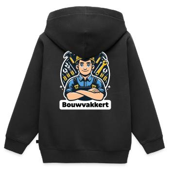 Ouvrier du bâtiment - Sweat Premium à capuche zippé enfant bio - noir - Dos - AI Model Kid Male (0cm)