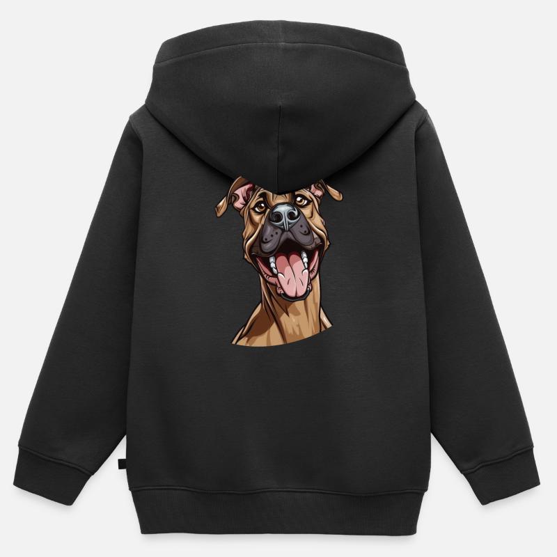 Dogue des Canaries | Illustration de dessin animé - Sweat Premium à capuche zippé enfant bio - noir
