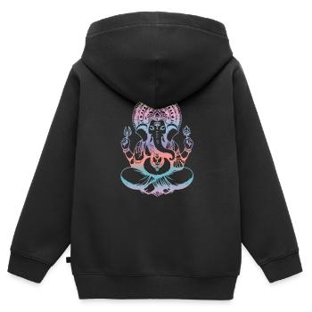 Ganesh Dieu hindou Ganesha éléphant spirituel - Sweat Premium à capuche zippé enfant bio - noir - Dos - AI Model Kid Male (0cm)