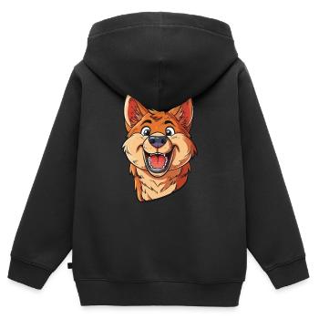 Spitz finlandais | Spitz finlandais | Illustration de dessin animé - Sweat Premium à capuche zippé enfant bio - noir - Dos - AI Model Kid Male (0cm)