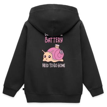 Sozialer Akku Zu Hause Aufladen Introvertiert - Kinder Premium Organic Zip Hoodie - Schwarz - Hinten - AI Model Kid Male (0cm)