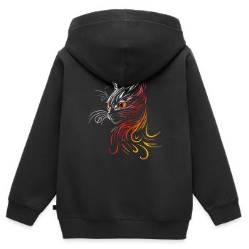 Chat à tête de chat - Sweat Premium à capuche zippé enfant bio - noir - Dos - AI Model Kid Male (0cm)
