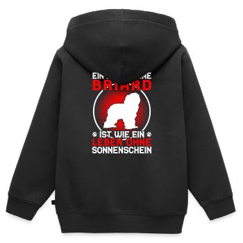 Life without Briard Berger de Brie Briard - Kids Premium Organic Zip-up Hoodie - black - Back - AI Model Kid Male (0cm)