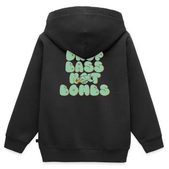 Drop Bass Not Bombs Musikliebhaber Motiv - Kinder Premium Organic Zip Hoodie - Schwarz - Hinten - AI Model Kid Male (0cm)