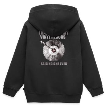 Zu Viele Vinylplatten Sagt Niemand Jemals - Kinder Premium Organic Zip Hoodie - Schwarz - Hinten - AI Model Kid Male (0cm)