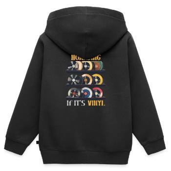 It's Not Hoarding If It's Vinyl Sammlerstück - Kinder Premium Organic Zip Hoodie - Schwarz - Hinten - AI Model Kid Male (0cm)