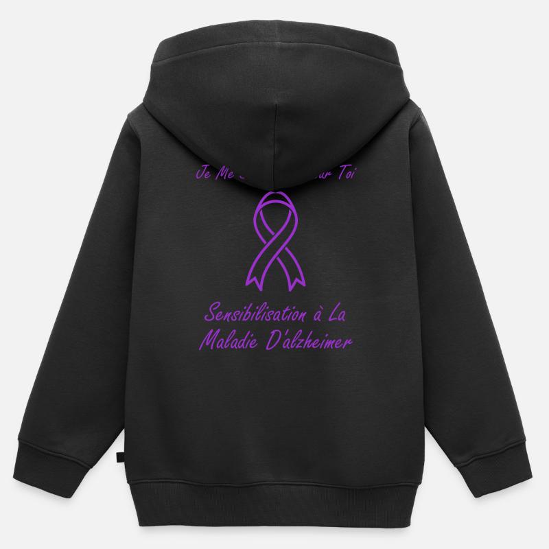 Sensibilisation à la maladie d’Alzheimer - Sweat Premium à capuche zippé enfant bio - noir