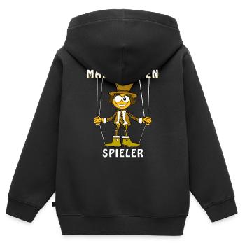 JOUEURS DE MARIONNETTE - Sweat Premium à capuche zippé enfant bio - noir - Dos - AI Model Kid Male (0cm)