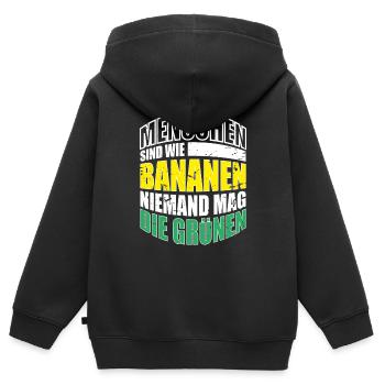 Menschen sind wie Bananen niemand mag die Grünen - Kinder Premium Organic Zip Hoodie - Schwarz - Hinten - AI Model Kid Male (0cm)