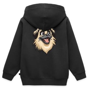 Pekinese | Cartoon Artwork - Kinder Premium Organic Zip Hoodie - Schwarz - Hinten - AI Model Kid Male (0cm)