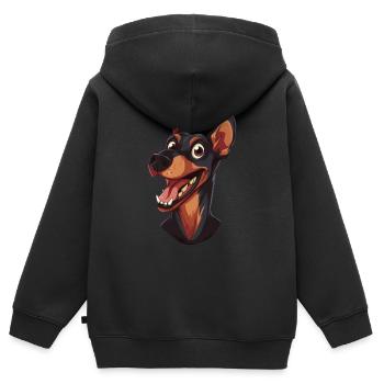 Pinscher | German Pinscher | Cartoon Artwork - Kinder Premium Organic Zip Hoodie - Schwarz - Hinten - AI Model Kid Male (0cm)
