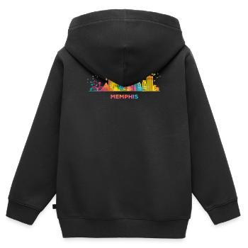 Memphean Skyline Memphis - Kids Premium Organic Zip-up Hoodie - black - Back - AI Model Kid Male (0cm)