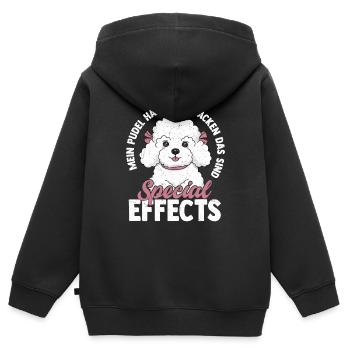 Mein Pudel hat keine Macken Hund Frauchen Herrchen - Kinder Premium Organic Zip Hoodie - Schwarz - Hinten - AI Model Kid Male (0cm)