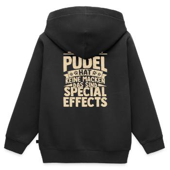 Mein Pudel hat keine Macken Herrchen Hunde Hund Fr - Kinder Premium Organic Zip Hoodie - Schwarz - Hinten - AI Model Kid Male (0cm)