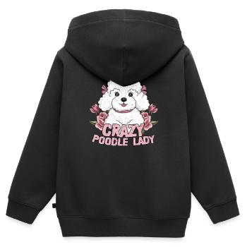 Caniche fou Dame Chien Propriétaire Chiot Maman - Sweat Premium à capuche zippé enfant bio - noir - Dos - AI Model Kid Male (0cm)