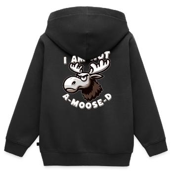 Je ne suis pas un orignal - jeu de mots amusant sur l’orignal - Sweat Premium à capuche zippé enfant bio - noir - Dos - AI Model Kid Male (0cm)