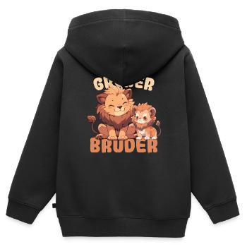 Annoncer la progéniture | Je serai un grand frère en 2025 - Sweat Premium à capuche zippé enfant bio - noir - Dos - AI Model Kid Male (0cm)