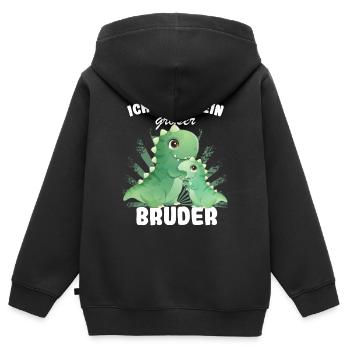 Annoncer la progéniture | Je serai un grand frère en 2025 - Sweat Premium à capuche zippé enfant bio - noir - Dos - AI Model Kid Male (0cm)